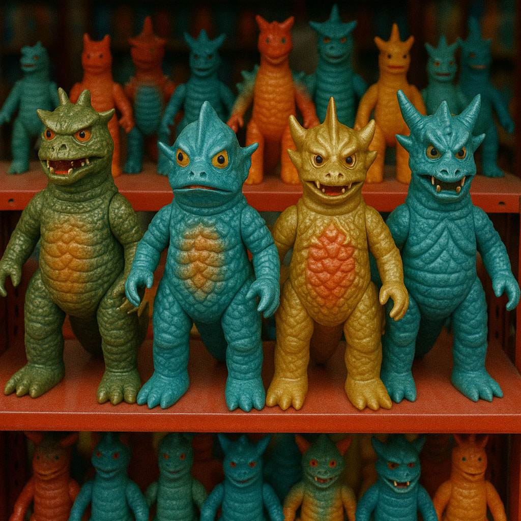 ソフビの一覧がディスプレイとして飾ってある画像